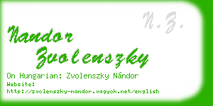 nandor zvolenszky business card