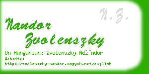 nandor zvolenszky business card